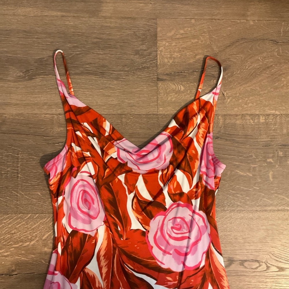 Diane Von Furstenberg Alik spaghetti strap rose print midi dress, S - Picture 6 of 11